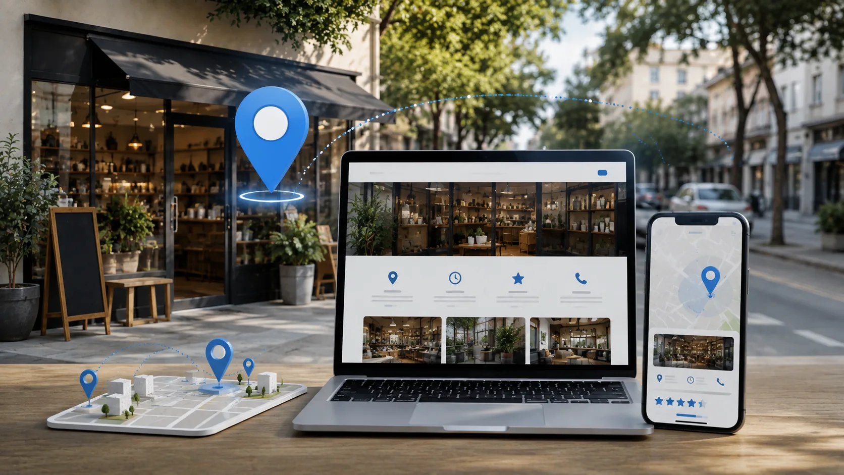 Pequeña empresa mejorando su visibilidad en búsquedas locales